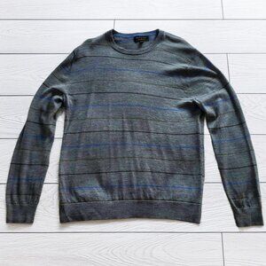 Banana Republic 100% Merino Wool Gray Striped Sweater - Size L - Classic…
